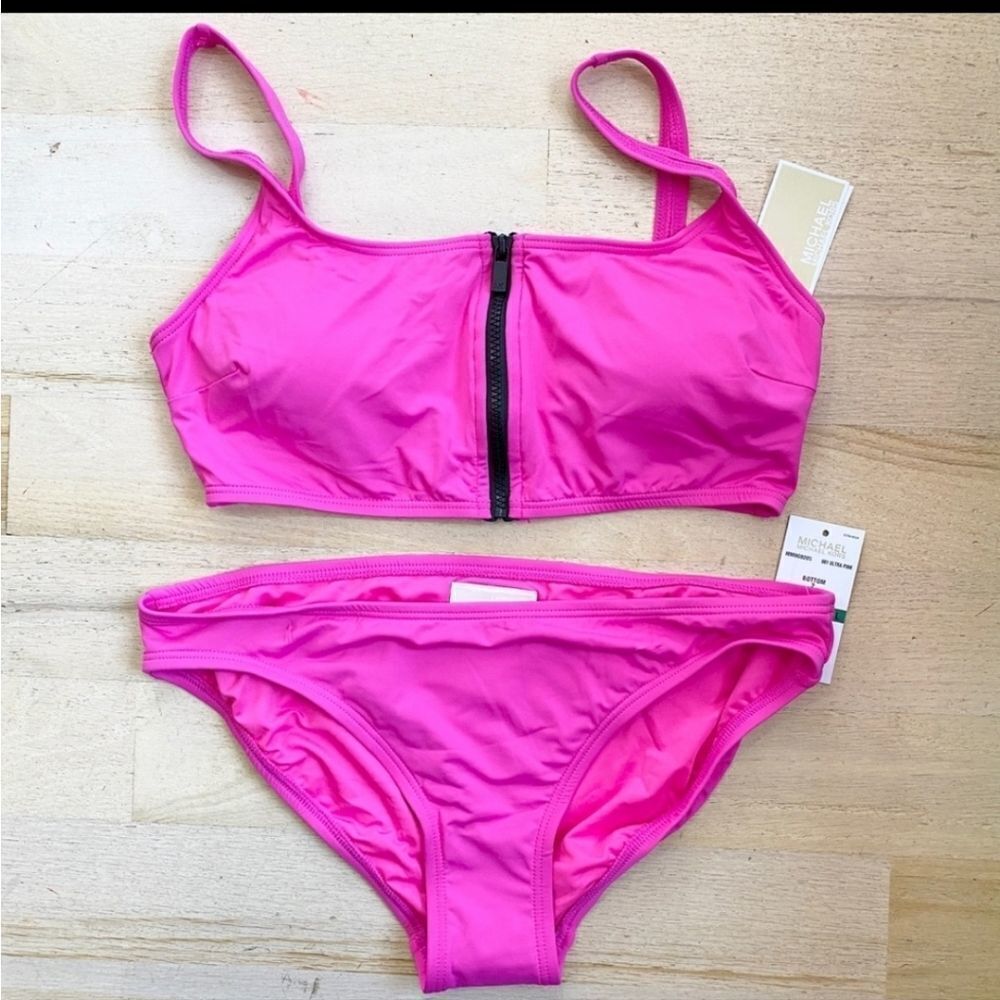 Michael Kors Women's Hot Pink Zip Front Top 2 Piece Set Size XSMALL